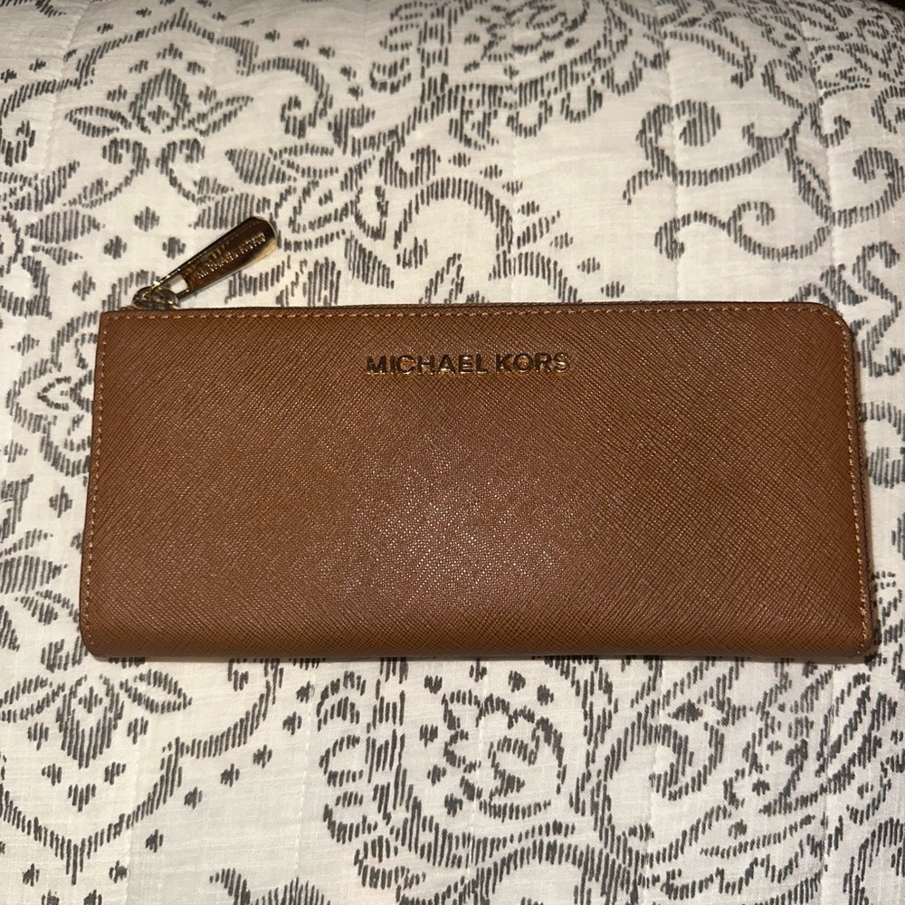 Brown MK wallet 12 interior card slots